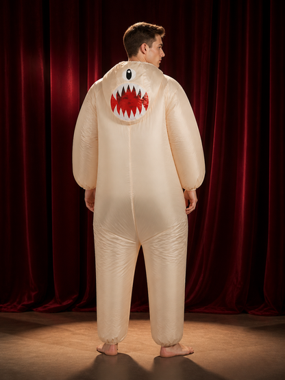 Unisex White Shark Mouth Animal Onesie Costume for Halloween Party back view