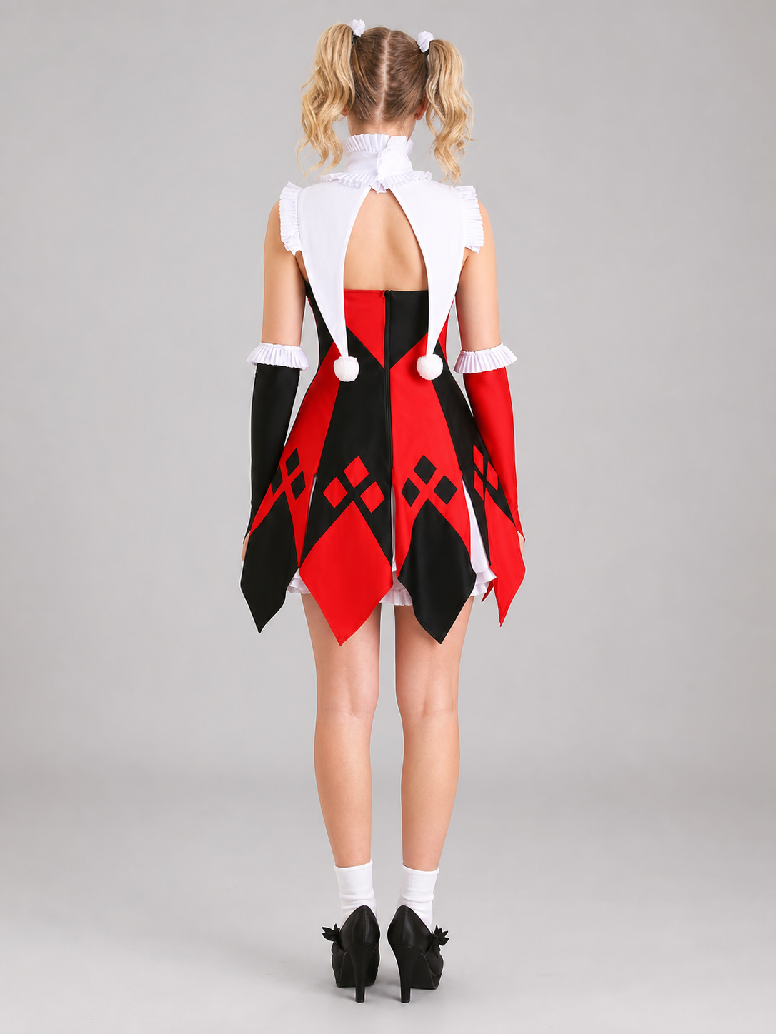 Harlequin cosplay dress with collar and cuffs