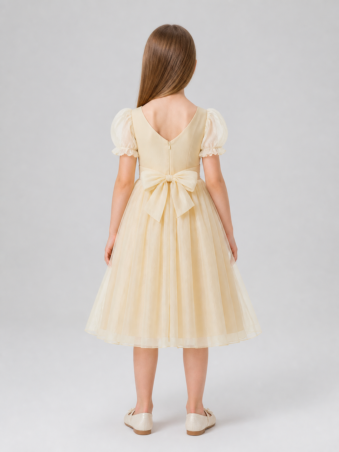 MSL90 Princess Dress with Gold Decoration for Celebrations back view