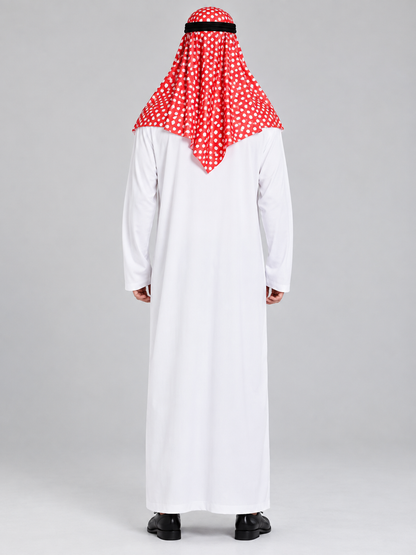 Adult Carnival Costume with White Robe and Glasses