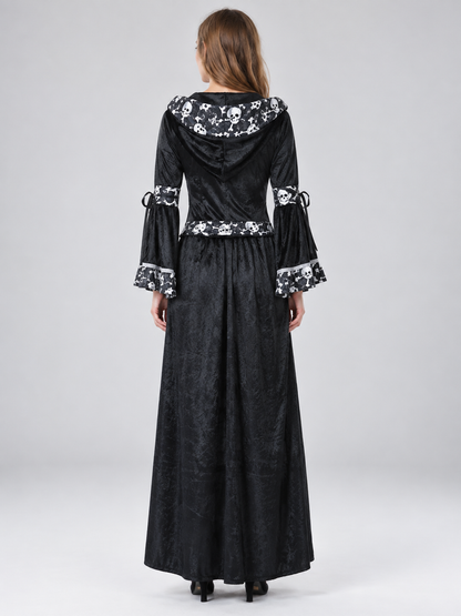 Death Carnival Costume with Hood and Bones