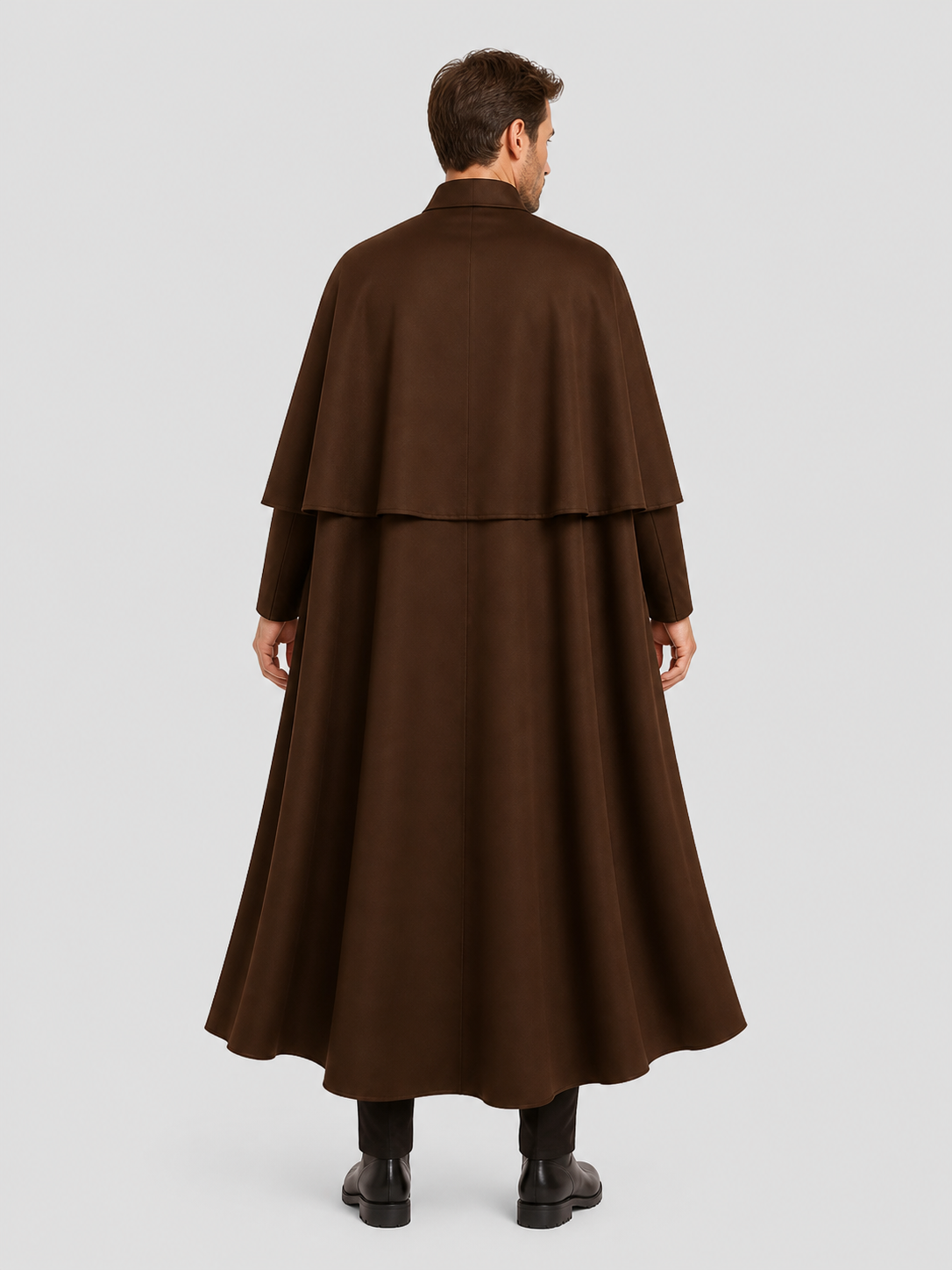 Brown Gothic Cloak with Chain for Cosplay and Halloween back view