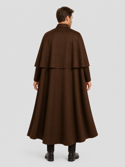 Brown Gothic Cloak with Chain for Cosplay and Halloween back view