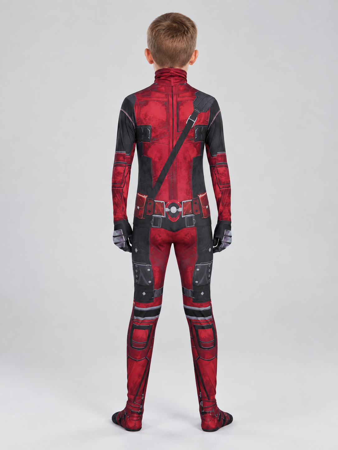 Red and Black Cosplay Costume with Mask and Belt