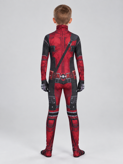 Red and Black Cosplay Costume with Mask and Belt