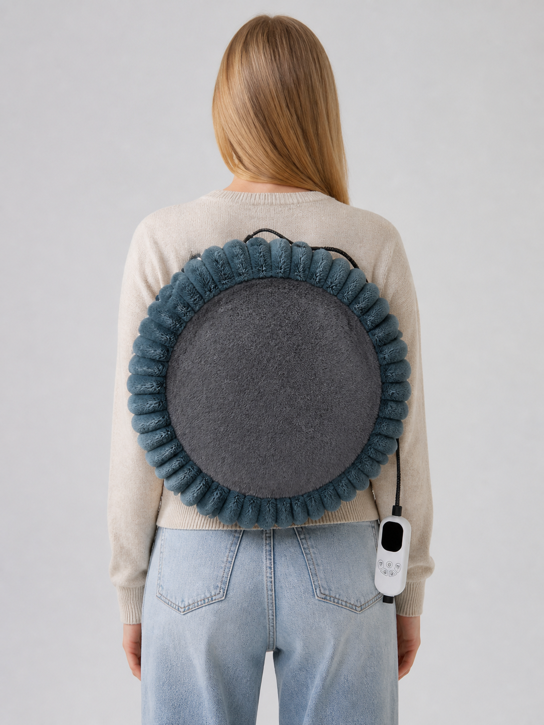 Round Heated Pet Bed with Timer back view