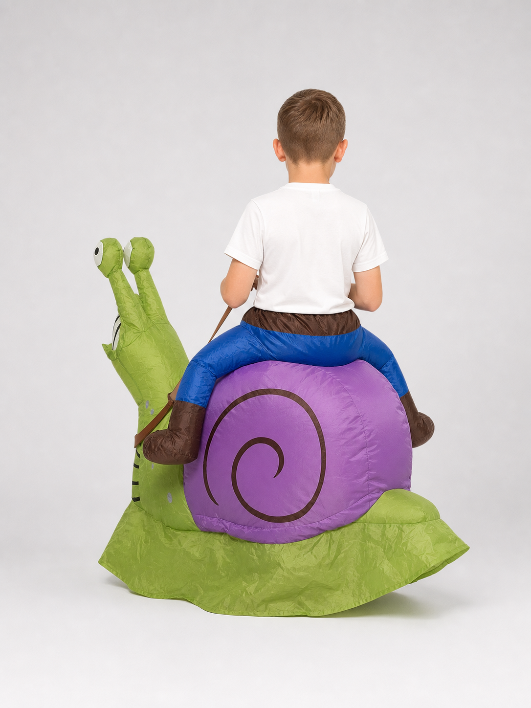 Inflatable snail costume with shell and hood