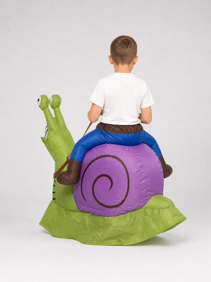 Inflatable snail costume with shell and hood