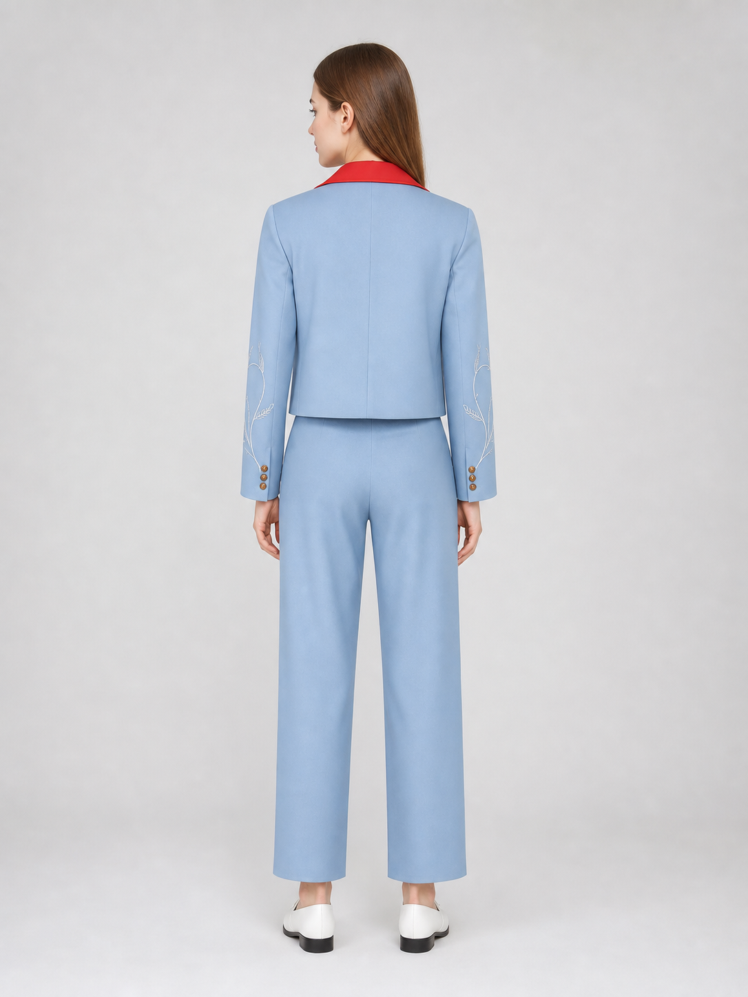 Bruno Three-Piece Suit: Light Blue Blazer, Shirt, and Pants