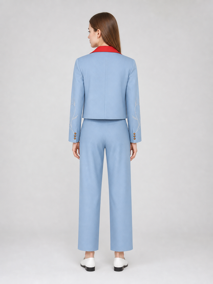 Bruno Three-Piece Suit: Light Blue Blazer, Shirt, and Pants