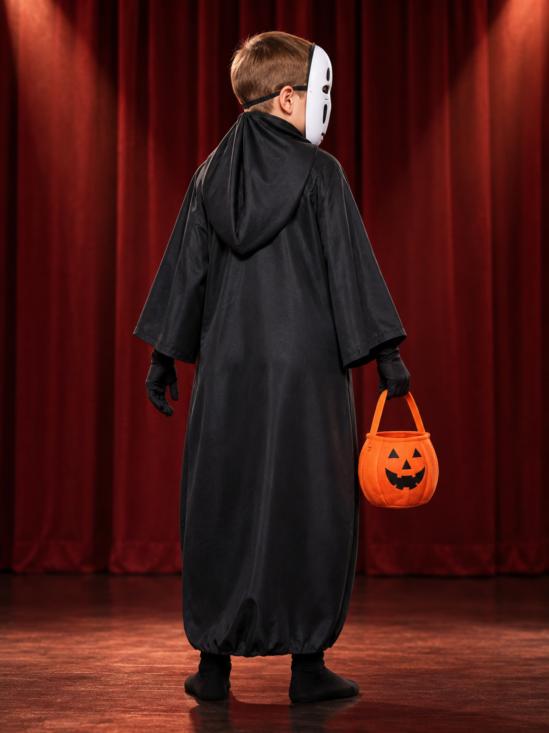 Kids' costume: robe, mask, gloves, bag
