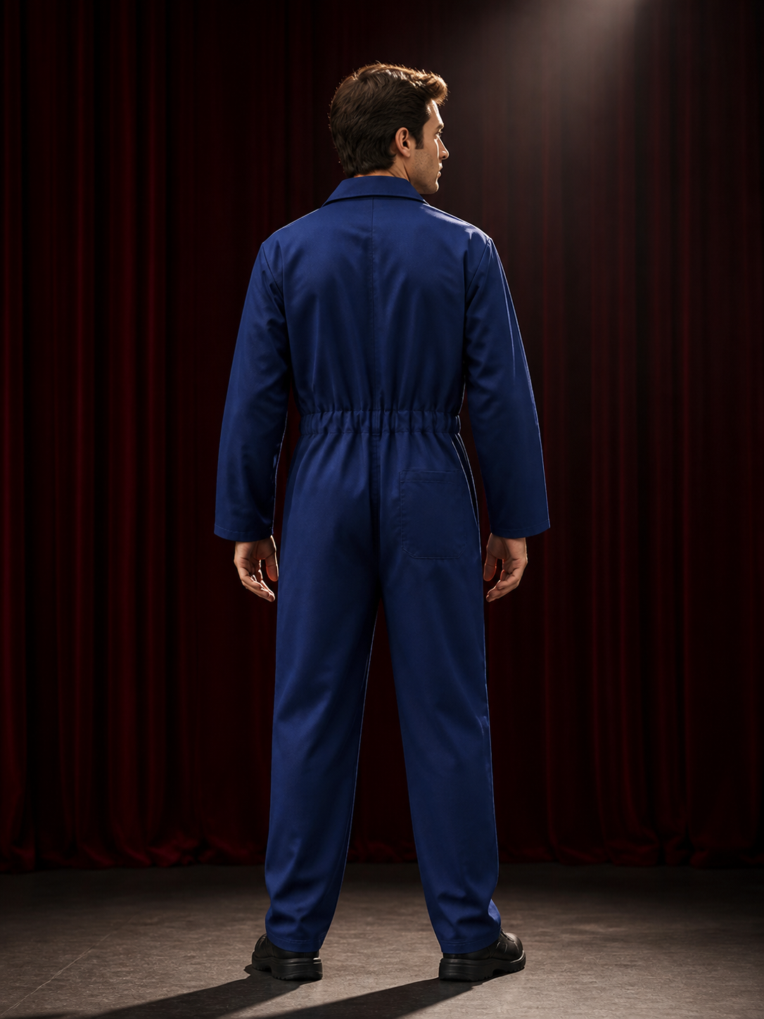 Adult Dark Blue Halloween Horror Movie Character Jumpsuit Costume with Front Zip back view