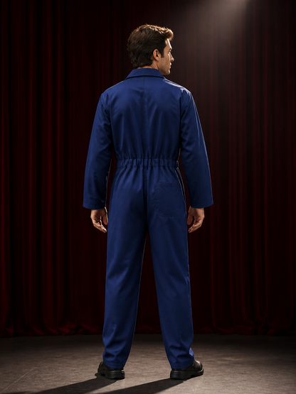 Adult Dark Blue Halloween Horror Movie Character Jumpsuit Costume with Front Zip back view