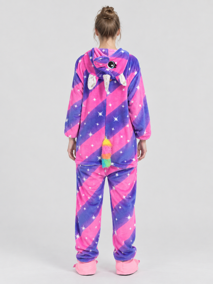 Hooded Pajama Jumpsuit with Horn and Ears