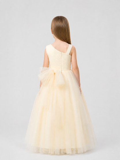 Full-Length Party Dress with a Tulle Skirt back view