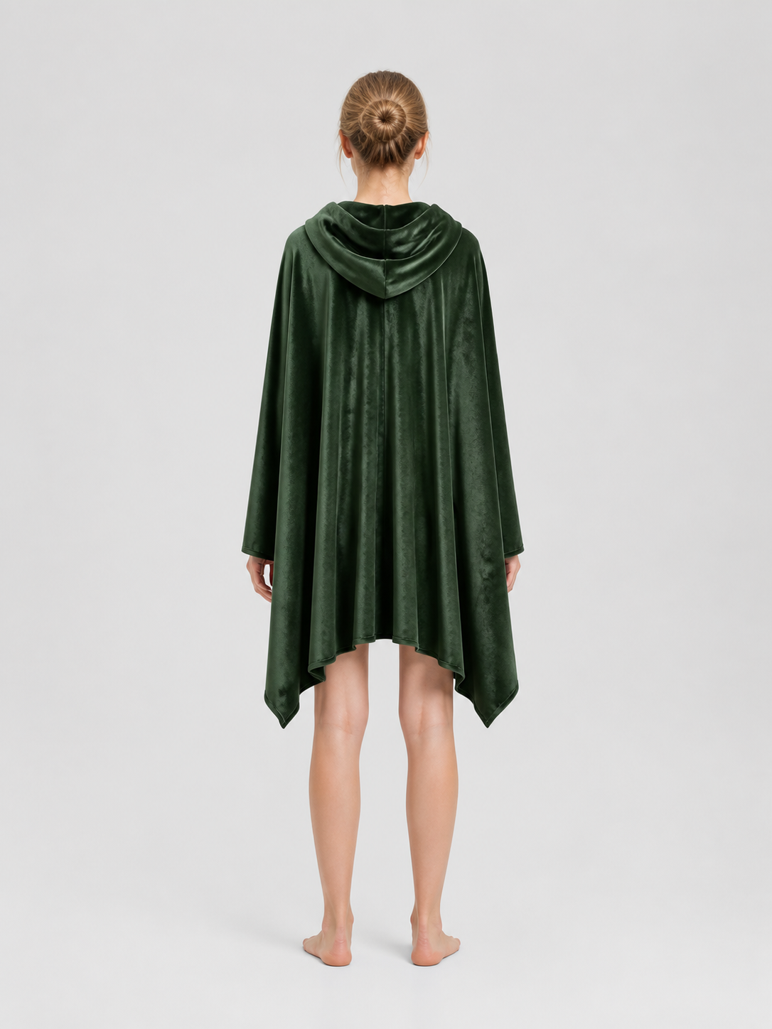 Hooded Elf Cloak with Bow for Cosplay, Green back view