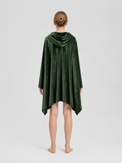 Hooded Elf Cloak with Bow for Cosplay, Green back view
