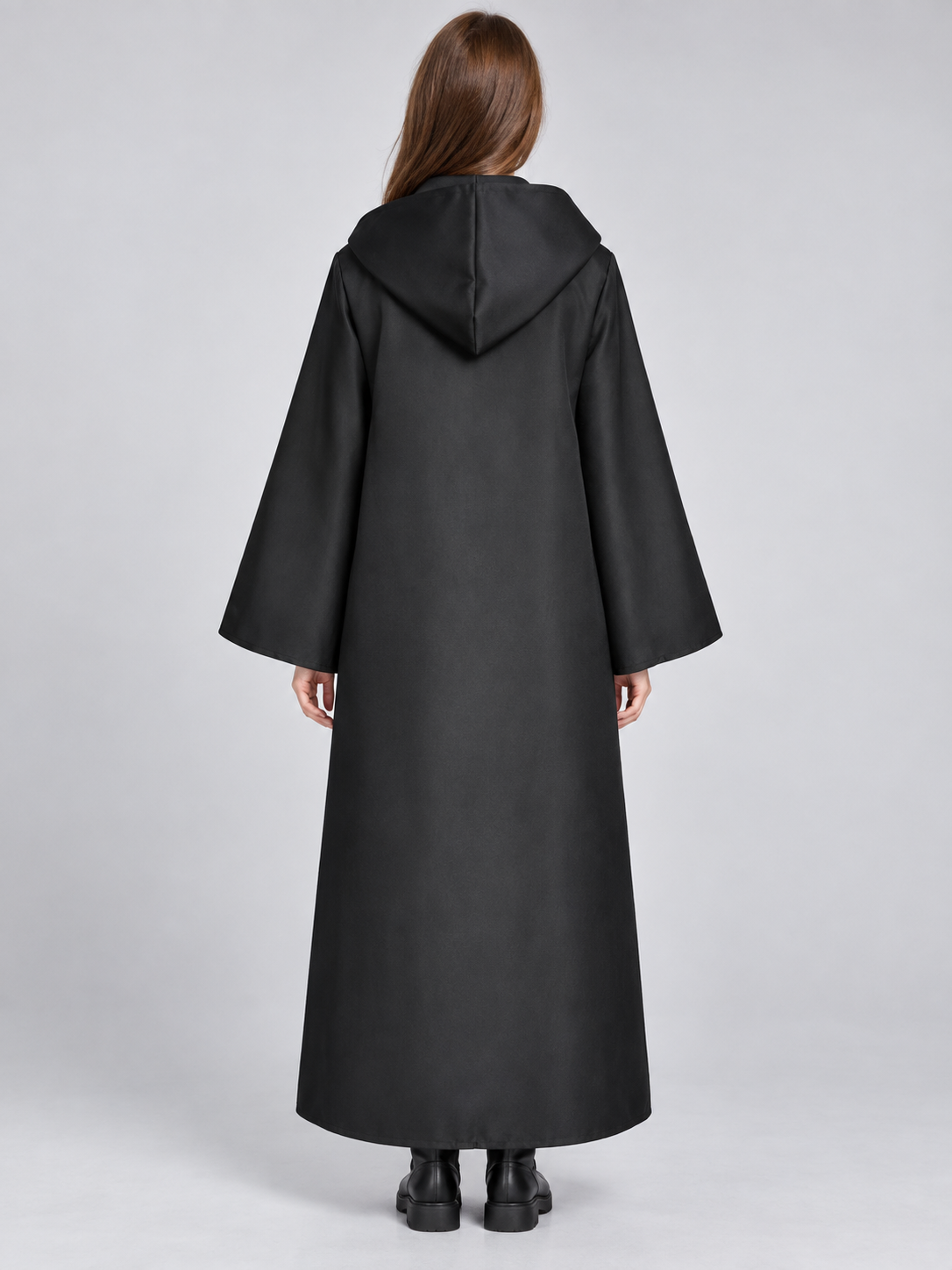 Carnival Cape with Hood Black Long Tie-Front