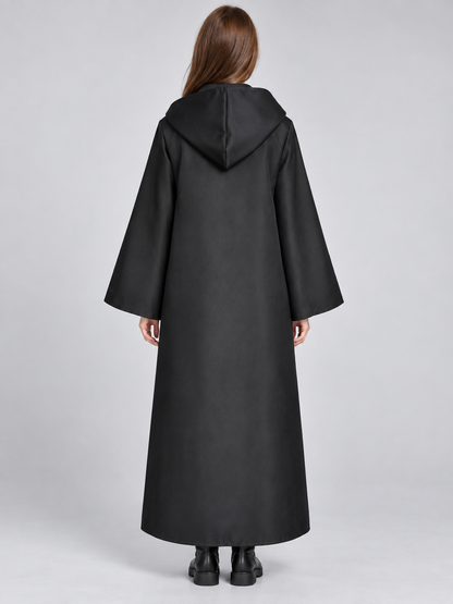 Carnival Cape with Hood Black Long Tie-Front