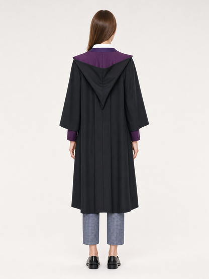 The set is styled after the character Gregory Violet and includes a jacket, vest, shirt, pants, bow tie, and lapel brooch. The look is built around layering: a black vest and black jacket are worn over a white shirt, complemented by an uppe