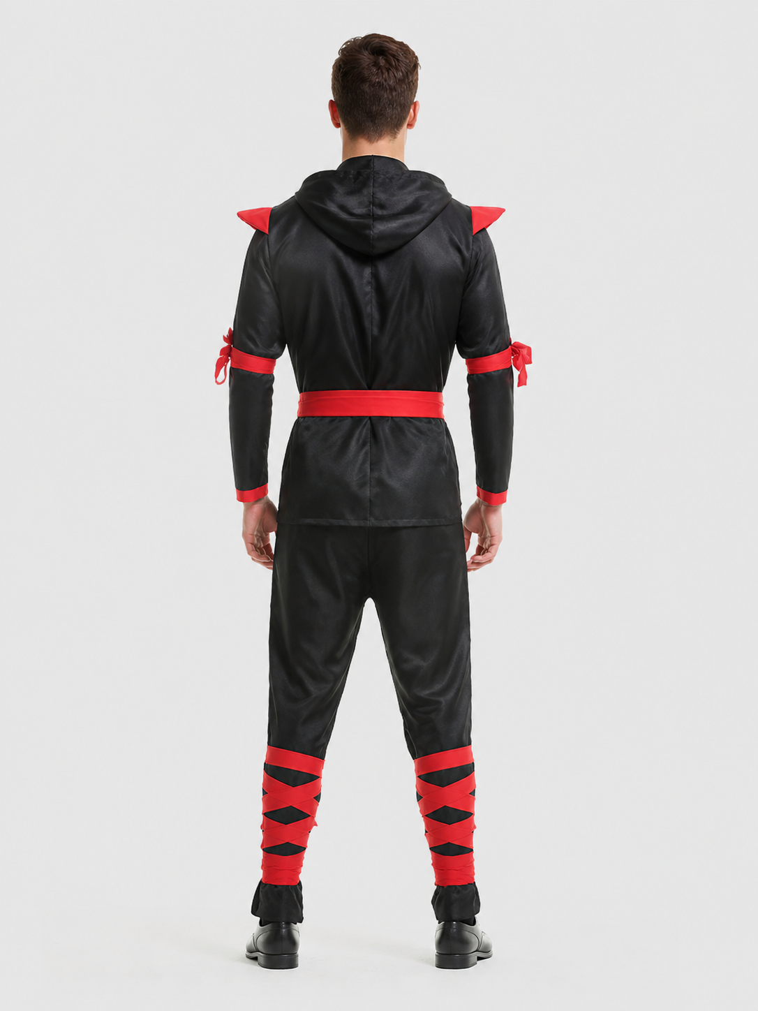 Hooded Ninja Costume, Black and Red, M–XL back view