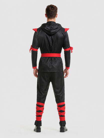 Hooded Ninja Costume, Black and Red, M–XL back view