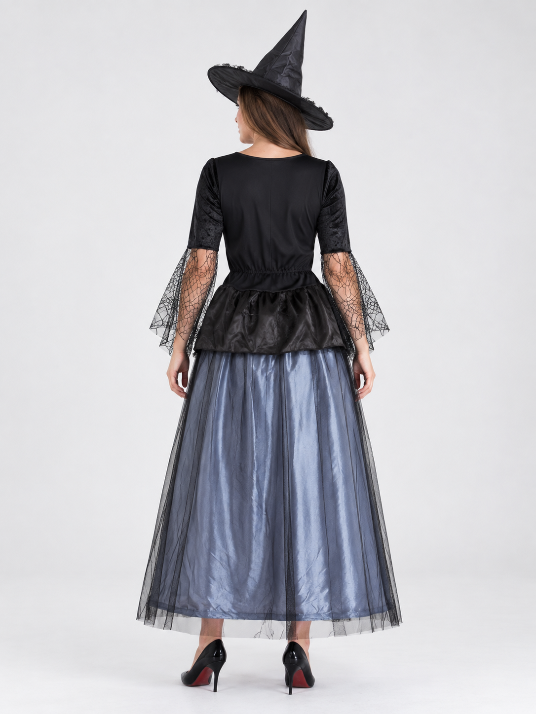 Witch Costume: Dress and Hat, Gray-Blue