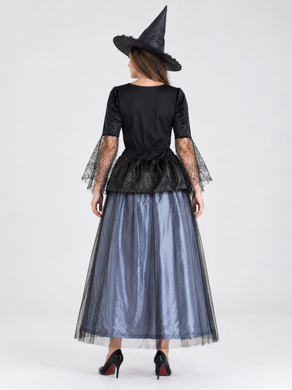 Witch Costume: Dress and Hat, Gray-Blue