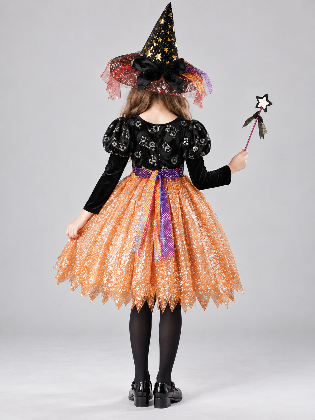 Kids' Witch Halloween Costume with Hat and Wand