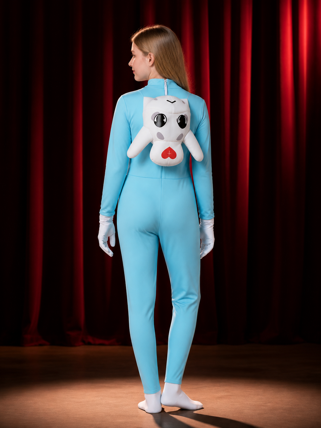 Kids Deer Doctor Costume Jumpsuit, Light Blue Animal Hospital Halloween Outfit back view