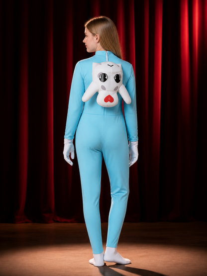 Kids Deer Doctor Costume Jumpsuit, Light Blue Animal Hospital Halloween Outfit back view