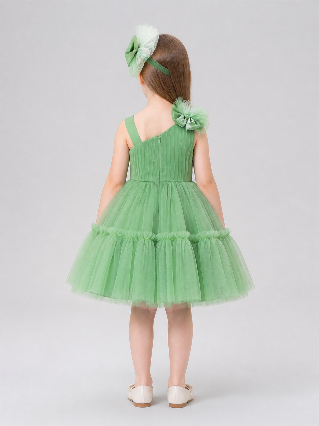 One-Shoulder Bow Tutu Dress for Flower Girls