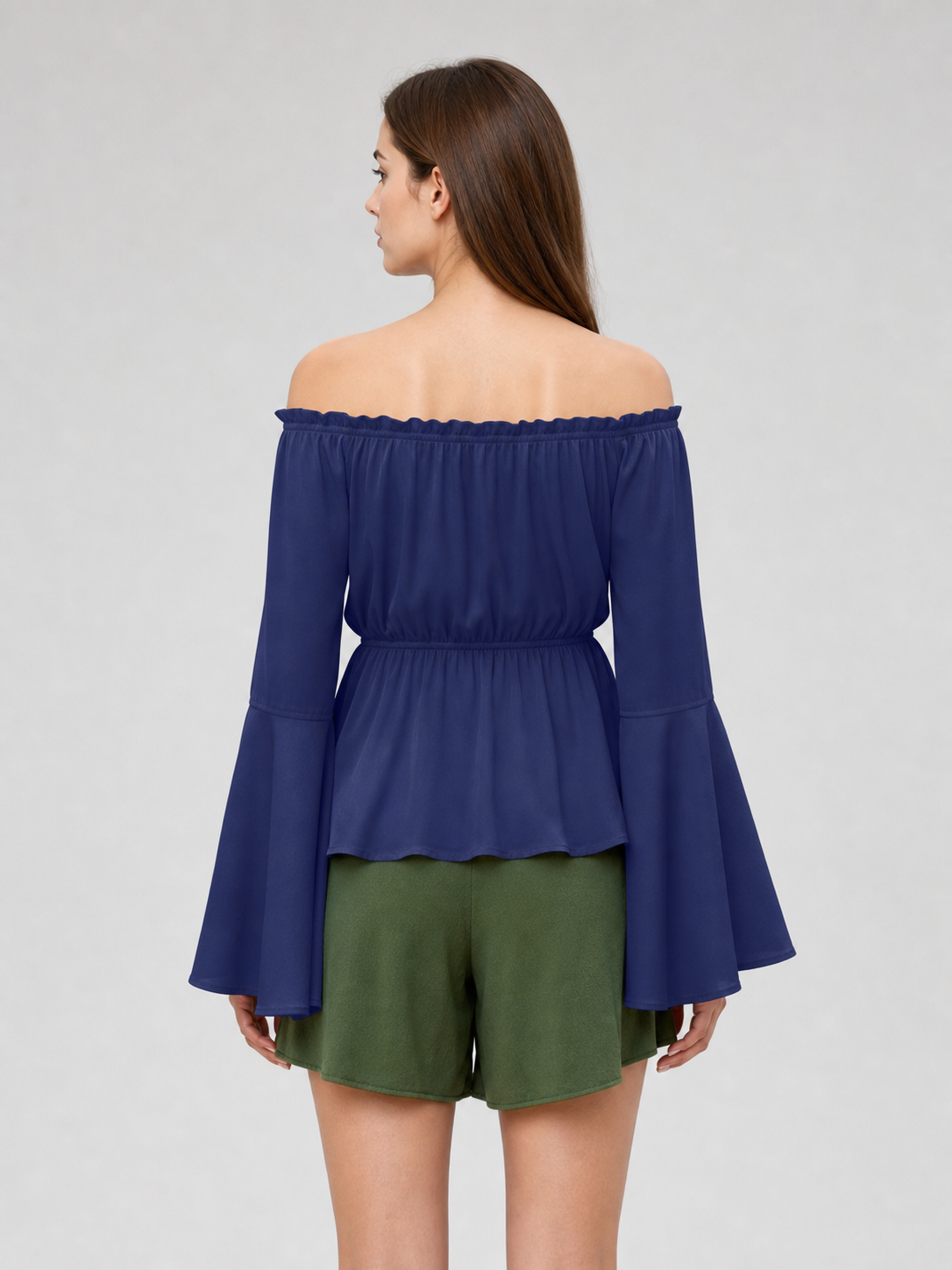 Off-the-Shoulder Long-Sleeve Blouse