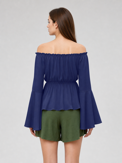 Off-the-Shoulder Long-Sleeve Blouse