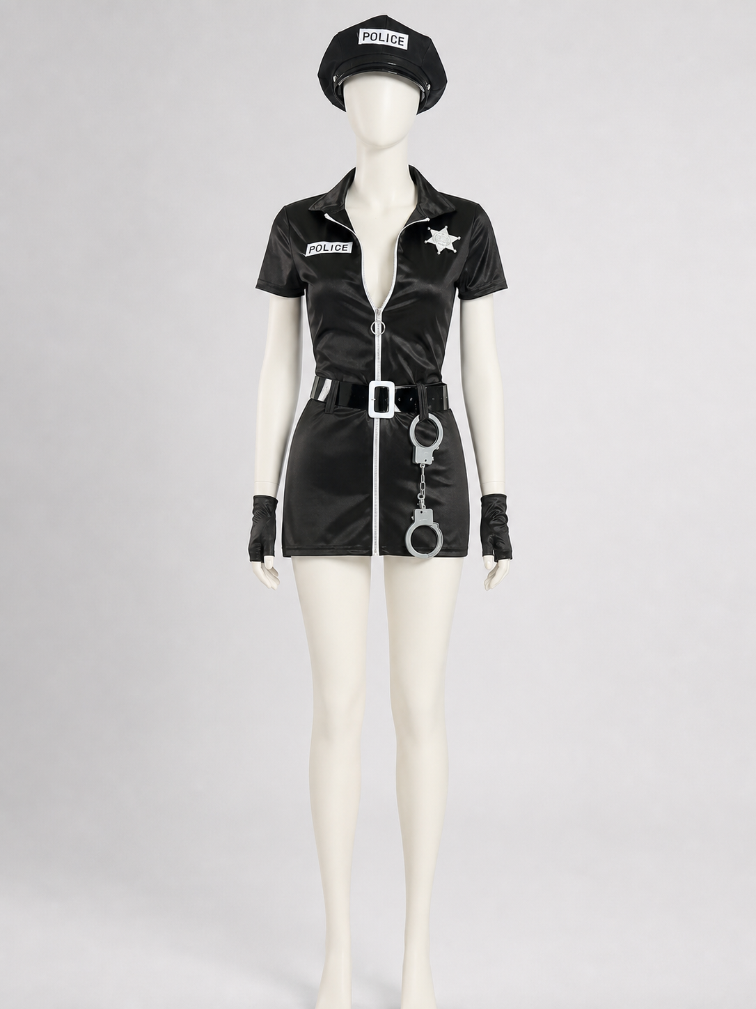 Police Costume with Shorts, Belt, and Decorative Details