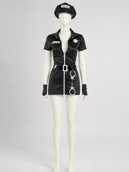 Police Costume with Shorts, Belt, and Decorative Details