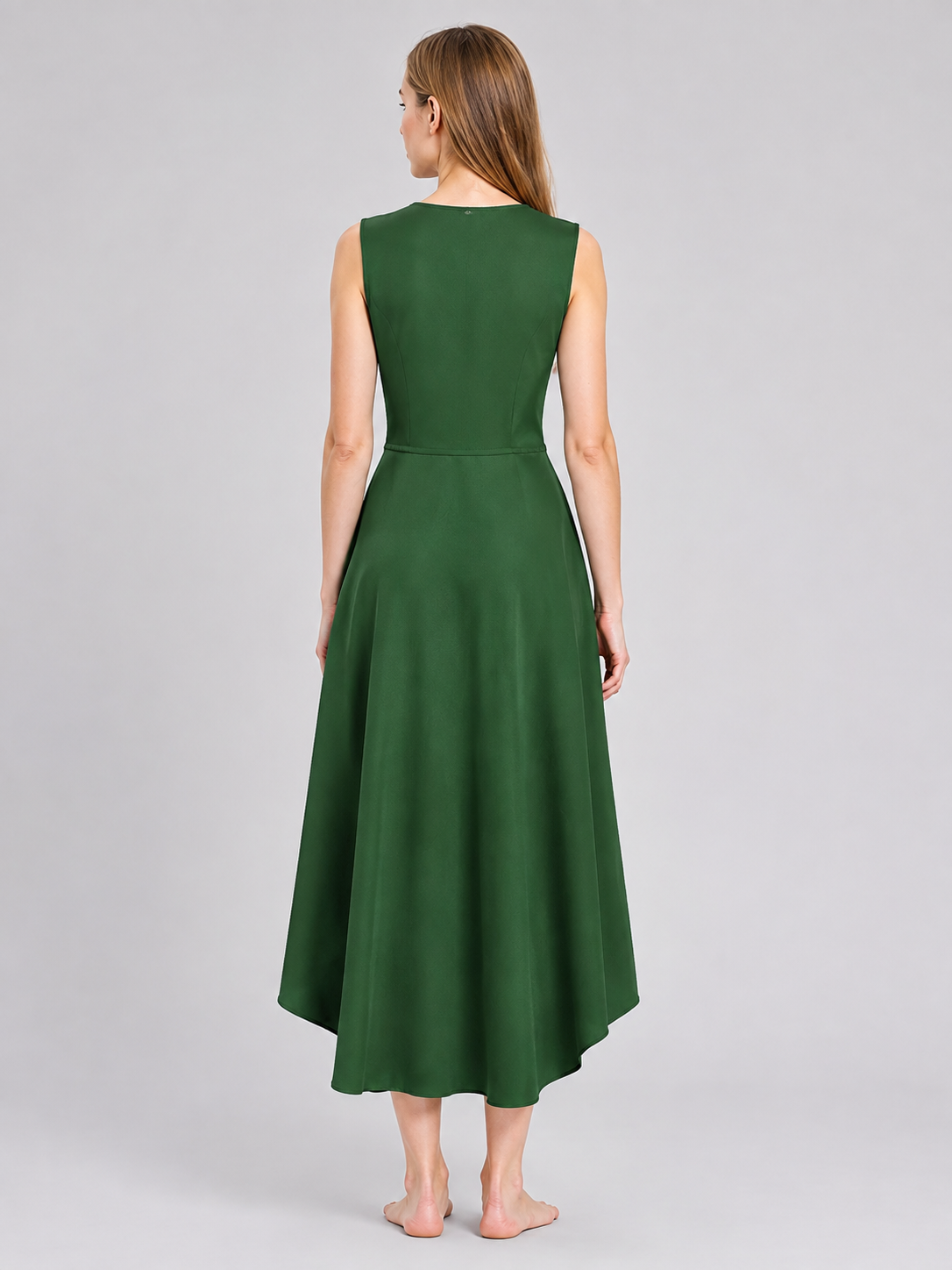 Dark Green Lace-Up Cosplay Dress back view