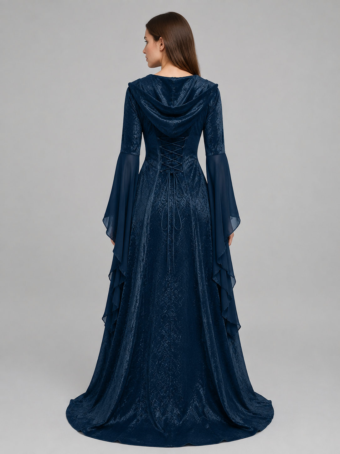 Hooded Medieval Cosplay Dress back view
