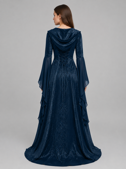 Hooded Medieval Cosplay Dress back view