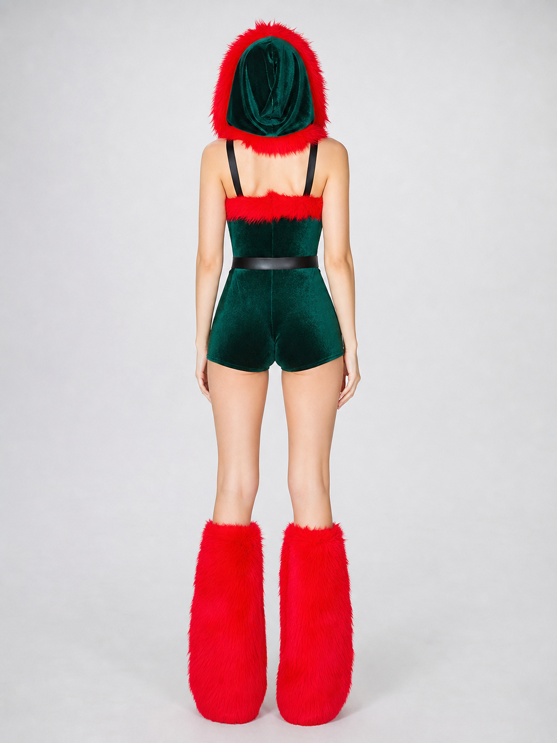 New Year's costume jumpsuit with red fur trim