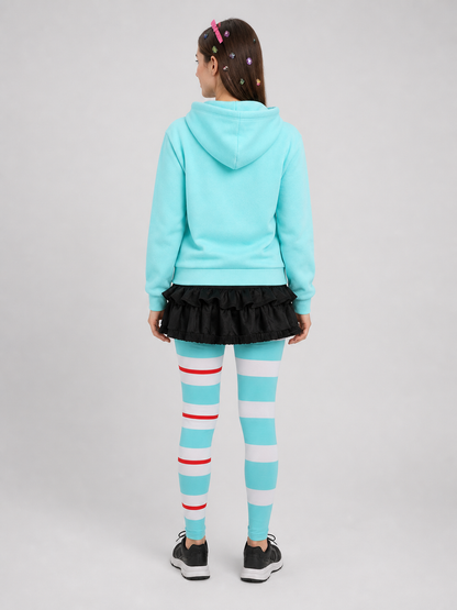 Vanellope von Schweetz Cosplay Costume, Hoodie and Skirt Shorts back view
