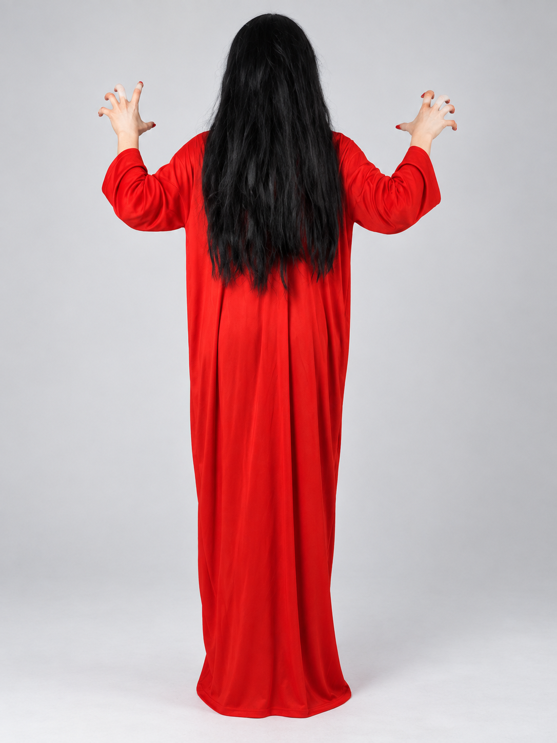 Carnival Costume with Red Dress and Black Wig