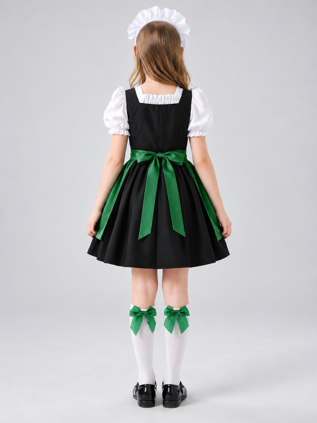 Kids' Dirndl-Style Costume in Green with Apron and Socks