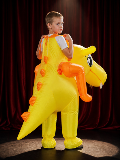 Kids Inflatable Dinosaur Costume, Cartoon Animal Onesie for Halloween back view