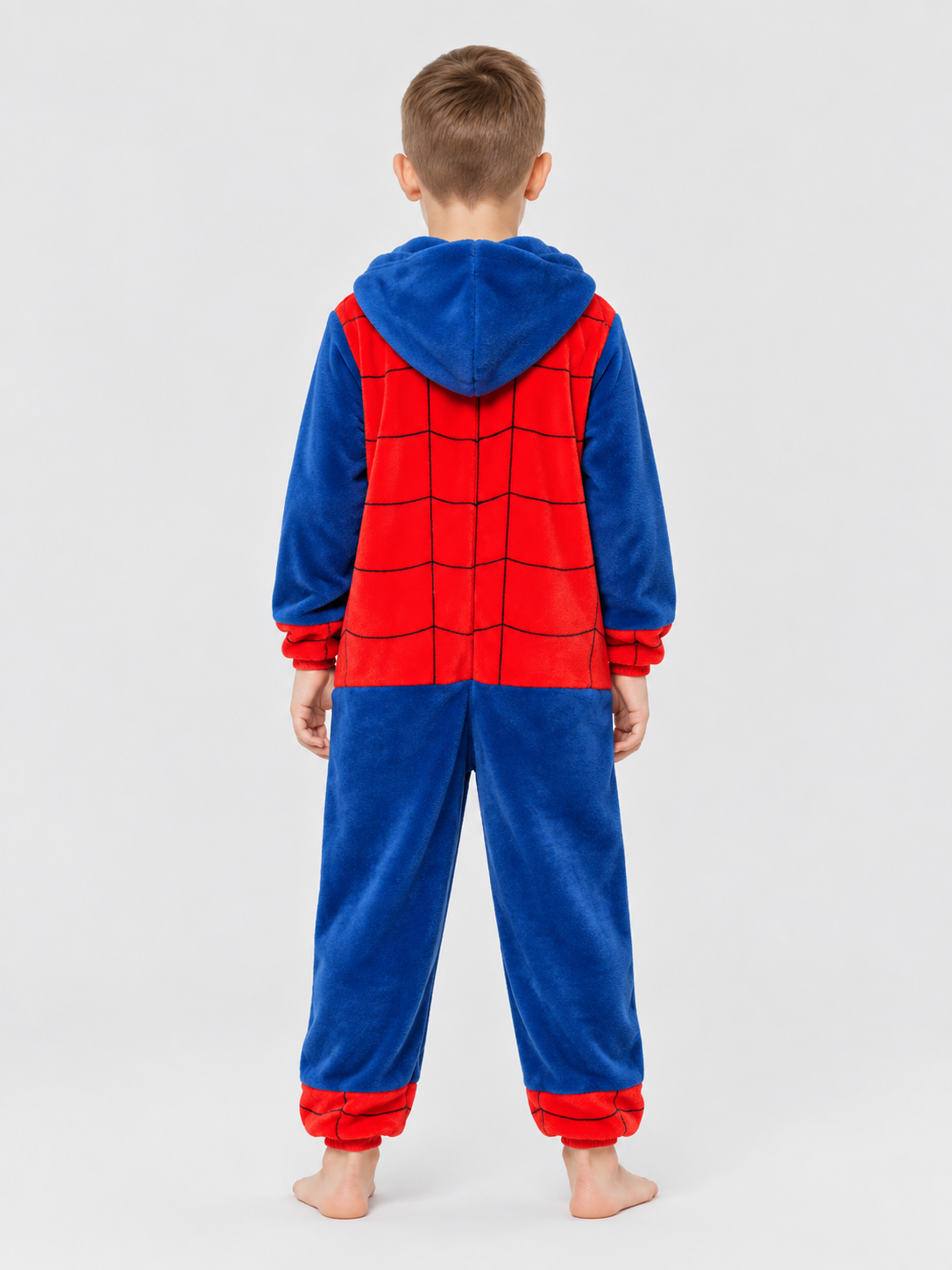 Kids' Hooded One-Piece Pajama, Red and Blue