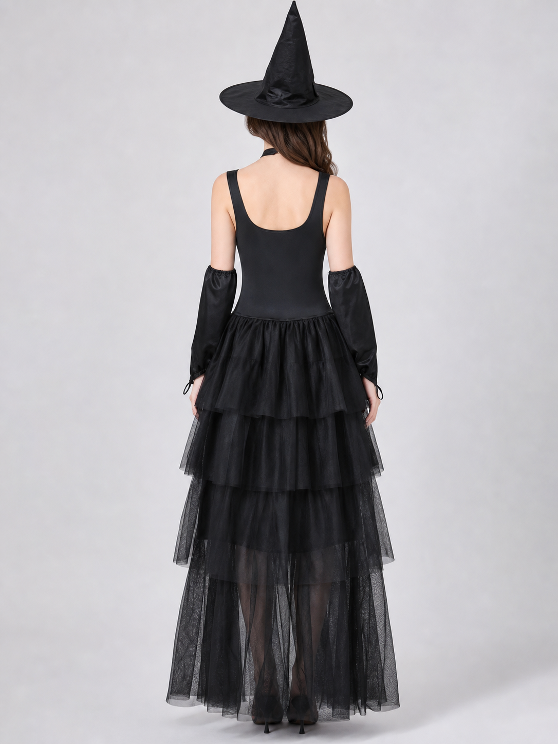 Witch Cosplay Costume with Hat and Layered Skirt