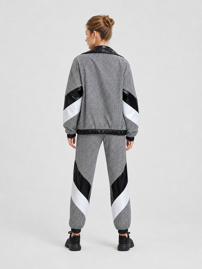 Retro Hooded Tracksuit, Black and Silver back view