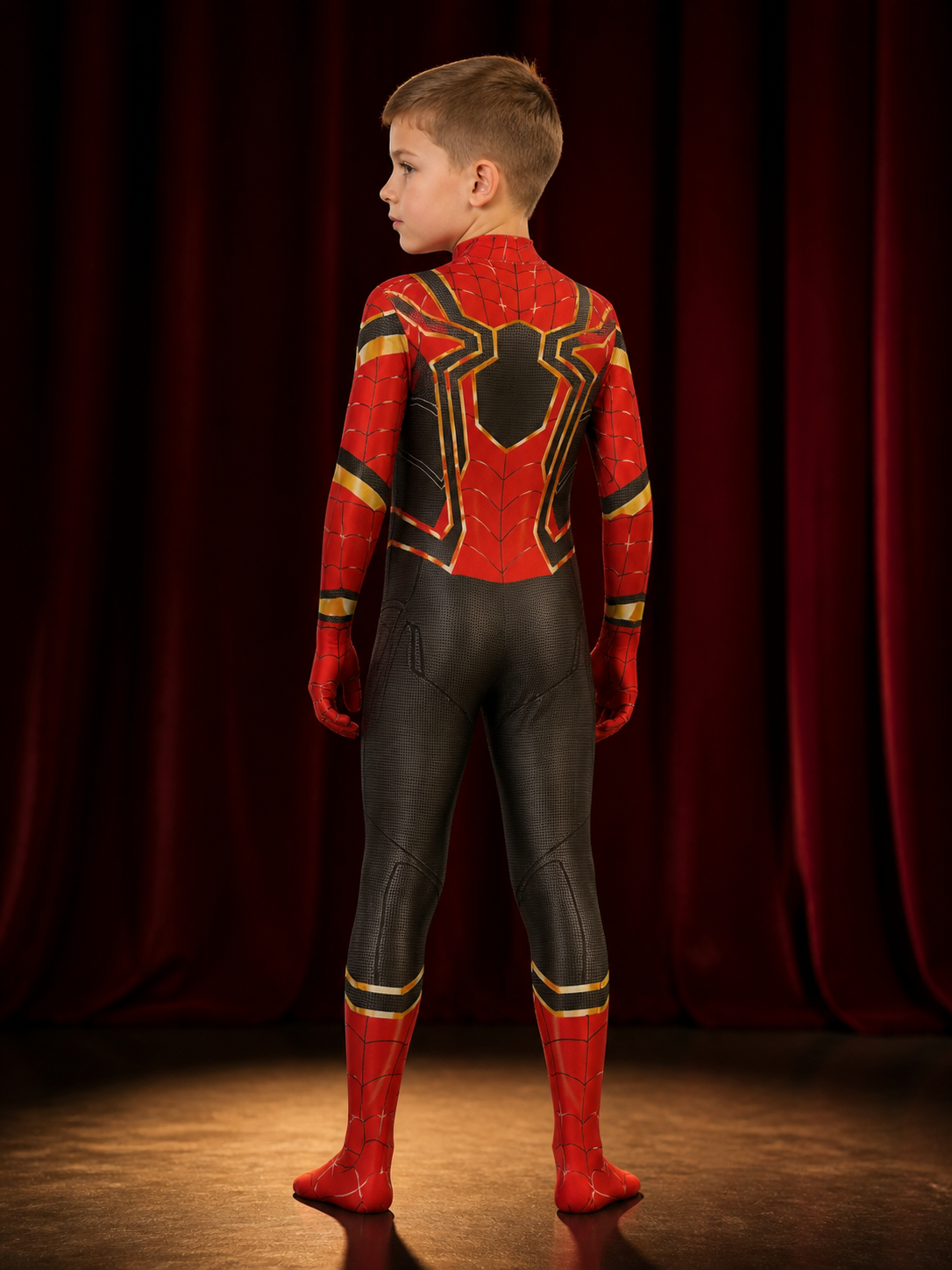 Steel Spider Full-Body Character Costume Jumpsuit With Long Sleeves And Legs back view