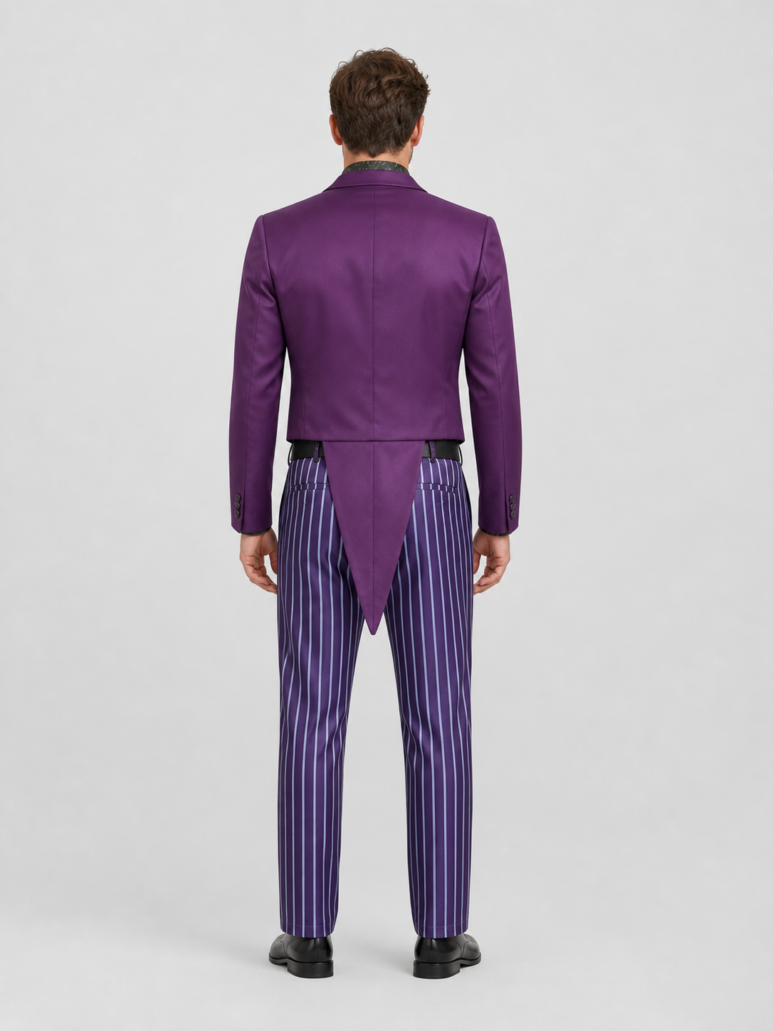 Joker Cosplay Costume, Purple, Striped back view