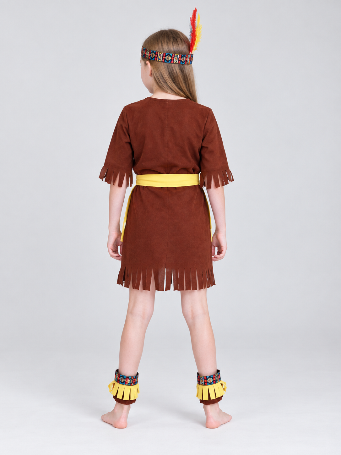 Kids' Indian Costume for Masquerade, Brown with Fringe